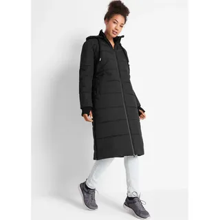 Steppmantel BONPRIX, Damen, Gr. 42, schwarz, Obermaterial: 100% Polyester. Futter: 100% Polyester. Wattierung: 100% Polyester, unifarben, oversize, Rippstrickbündchen, Mäntel Steppmantel, mit Kapuze, Oversize Passform, sportlicher Stil, mit Stehkragen