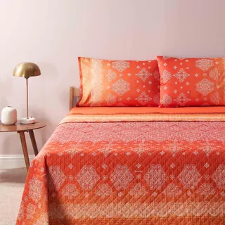 BASSETTI Kerala Tagesdecke aus 100% Baumwolle in der Farbe Orange O1, Maße: 265x255 cm - 9332269