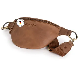 Berliner Bags Vintage Bauchtasche Mona, Umhängetasche aus Leder, Crossbody Tasche, Gürteltasche für Damen und Herren - Braun