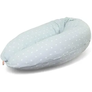 HOBEA-Germany Stillkissen 190 cm x 76 cm XXL Lagerungskissen Schwangerschaftskissen für Baby und Erwachsene Seitenschläferkissen Stillkissen mit Bezug aus Bio Baumwolle, Herzen Pastellgrün