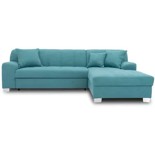 DOMO. collection Ecksofa Capri, Sofa in L-Form mit Schlaffunktion, Couch, Polsterecke, Eckcouch, Schlafsofa 239 x 152 x 75 cm (BxTxH), türkis