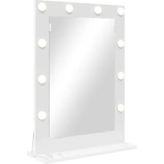 Waschtischspiegel Weiß 70 x 50 x 18 cm Glas und furniertes Holz - Weiß
