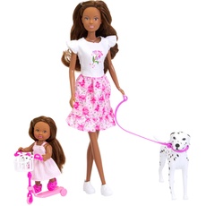 Simba 105733605ETS, Steffi Love Hundespaziergang Spielet, Steffi und Evi auf Spaziergang mit ihren Zwei Dalmatiner Hunde Einschließlich Roller für Evi, 12 0ch 29 cm, Ab 3 Jahren