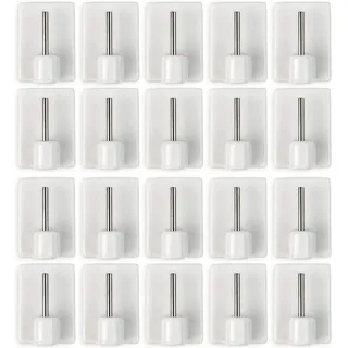 Your Day Mate Gardinenstangen Haken zum Kleben, 20 Pack, in weiß, Standard Größe mit 24 x 16,5 mm, für Vorhänge & Scheibengardinen, ohne Bohren, Gardinenhaken selbstklebend, Gardinenstangen Klebehaken