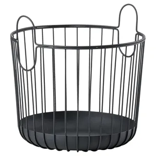 ZONE Denmark Inu Korb mit Griffen aus Metall Aufbewahrungskorb Rund Durchm. 30 x 30,5 cm Schwarz