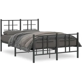 vidaXL Bettgestell mit Kopf- und Fußteil Metall Schwarz 120x200 cm - Schwarz