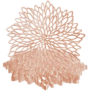 wiipara 4er Set Platzsets Tischsets Abwaschbar, Moderne PVC Platzdeckchen Rund Weihnachten Dekorative Tischunterlage Esstisch Platzteller Platzset Rund für Zuhause Hochzeit Hotel (Ø38cm, Rosa-Gold)