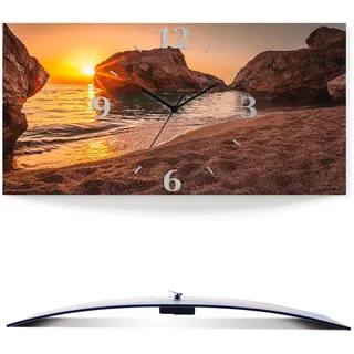 Artland Wanduhr »Sonnenuntergang und Strand« 3D Optik gebogen, mit Quarz- oder Funkuhrwerk, versch. Größen, beige