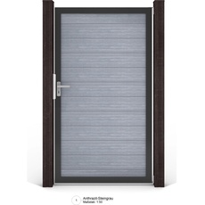 Bild von Solid Steckzaun Tor Universal-DIN Steingrau 100 cm x 180 cm