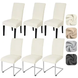 Alishomtll Stuhlhussen 6er Set Stretch Lammwollimitat Stuhlbezug für Schwingstühle Universal Esszimmerstühle Bezug Waschbar Abnehmbar Stühle Schutz für Bankett Hochzeit Hotel Restaurant (Beige 6pcs)