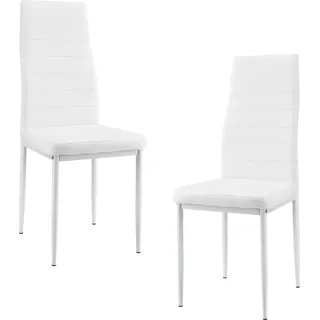 2er-Set Stühle weiß Hochlehner Esszimmer Kunst-Leder Polster Stuhl [en.casa]