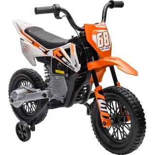 AIYAPLAY Kinder Elektro-Motorrad, 12V Kindermotorrad mit Musik, Kinderfahrzeug mit abnehmbar Trainingsrädern, 2,4-5 km/h, für 3-6 Jahre Kinder, max. 30 kg, Orange - Orange