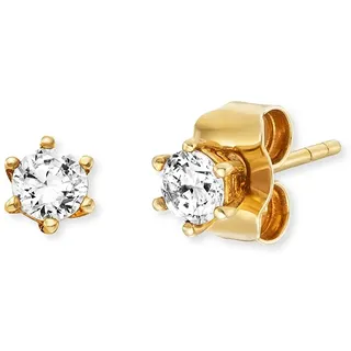 Engelsrufer Keep it so simple Damen Ohrstecker Shiny vergoldet aus Sterling Silber mit Zirkonia - nickelfrei - Größe: 4mm