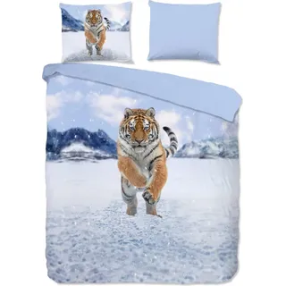 Guten Morgen Bettbezug "Tiger im Schnee" - multi - (240x200/220 cm) - Baumwolle 100% Flanell - Bunt
