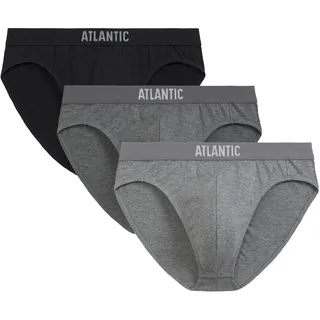 ATLANTIC UNDERWEAR 3er-Pack Sport Herren Slips – elastische Herren Unterhosen aus atmungsaktiver Baumwolle mit Elasthan, sportlicher Schnitt und perfekte Passform, Grau-Mix S