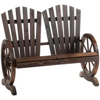 Outsunny Gartenbank mit Armlehne Sitzbank Gartenmöbel Massivholz Dunkelbraun , Holz , 66x95x108 cm , Gartenmöbel, Gartenbänke