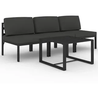 vidaXL 4-tlg. Garten-Lounge-Set mit Kissen Aluminium Anthrazit - Grau