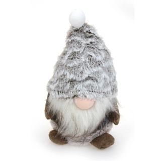 Deko Figur Wichtel Gnom 20 cm groß, Textil Stoff grau braun, lustige Wichtelfigur Dekofigur Winter Weihnachten Winterdeko Kinder