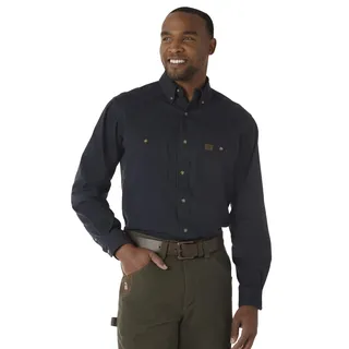 Wrangler Riggs Workwear Herren Logger Twill Langarm Workshirt, Marineblau, XX-Large