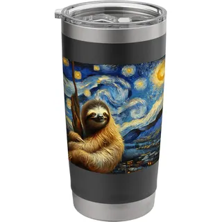 Sloth Starry Night Faultier Doppelwandiger Edelstahl-Thermobecher
