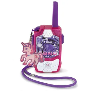 Dickie Toys Pink Drivez Walkie Talkie, Kinder Funkgerät, bis zu 250 m Reichweite, 434 MHz, Rauschunterdrückung, Kordel, Anhänger, Einhorn, 2 Stück/Set, Spielzeug, 15 cm, inkl. Batterien, ab 4 Jahren