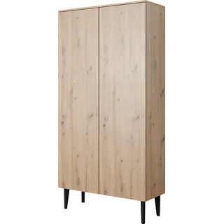 BERGEN , Kleiderschrank, Schrank mit Türen, Wohnzimmer, 100x196x57, Eiche ARTISAN, natürliche Holzbeine, skandinavischer Stil,  Drehschrank