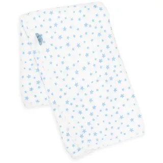 Ti TIN | Babydecke, 80x110 cm | Kuscheldecke aus Fleece-Stoff, warm und weich, fürs Auto, Wiege, Kinderwagen, Babyschale, etc, Sternenmuster - Farbe Weiß/Blau