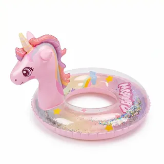 CutitiUU Einhorn Pool Spielzeug mit Funkelnden Pailletten,Aufblasbarer Schwimmring, Swimming Ring Pool Float für Mädchen,Dicke PVC Pool Schwimmen Ring für Spielzeug Party Zubehör (#70)