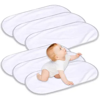 6 Stück Wickelunterlage, Weiche Wickelauflage für Babys aus Bambus-Viskose 30 x 60 cm Tragbare Waschbar Wiederverwendbar für Zu Hause Im Freien (Weiß)