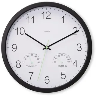 Hama Wanduhr Santorini 30,0 cm 30cm schwarz/weiß