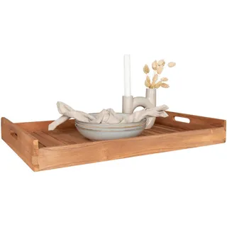 Serviertablett-Set , Teakfarben , Holz , Teakholz , 38x7x58 cm , Geschirr, Tischkultur & Serviergeschirr, Tabletts