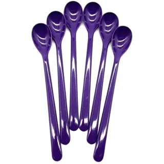 Löffel 18 cm lang, Mehrzwecklöffel Joghurtlöffel Eislöffel Cocktaillöffel 6 Stück im Set, Mehrweg, Kunststoff Plastik, Farbe violett
