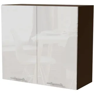 Feldmann-Wohnen Küchenhängeschrank Essen W3/80 Weiß Hochglanz / Lava Matt 80 / 32,5 / 72cm , Weiß Hochglanz, Dunkelgrau , Holzwerkstoff , Rechteckig , 80x72x32.5 cm , Küchen, Küchenmöbel, Küchenschränke, Küchenoberschränke
