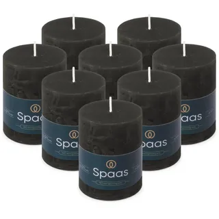 Spaas 8x Rustikale Stumpenkerze 70-95 mm 35St - schwarz