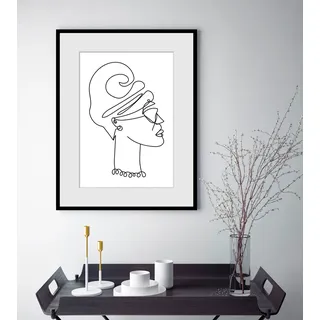 queence Bild »Saskia« Bilder von Frauen   Frau   Gesicht   Kunst   Schwarz-Weiß 1 Stk. tlg. HD Premium Poster-Druck inkl. Holzrahmen, weiß