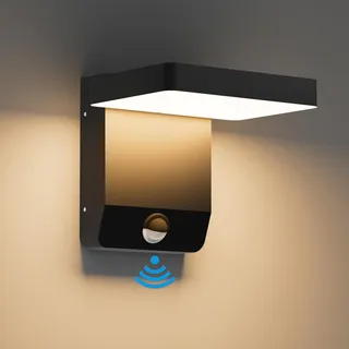K-Bright 20W Aussenleuchte Mit Bewegungsmelder Schwarz | 3000K Warmes Licht aussenlampe mit bewegungsmelder, IP65 Waterproof Wandleuchte für Balkon, Garten, Garage, Wege und Haustür