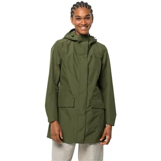 Jack Wolfskin Damen Cape York Paradise Coat, Wetterschutzjacke aus recyceltem TEXAPORE ECOSPHERE, Regenmantel mit Allover-Print auf der Innenseite, wasser- & winddicht