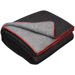 LYHome Wolldecke - Warme Wohndecke aus Merinowolle. Sofadecke, Tagesdecke und Wolldecke für Couch. Militär Outdoor Merino Wolle Decke für Camping & Reisen. Schafwolldecke 130x170 cm, Grau - Dunkelgrau