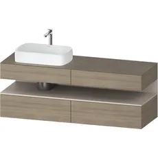 Duravit Qatego Konsolenwaschtischunterbau, 2 Auszüge, 2 Schubkästen, Ausschnitt links, 1600x550x600mm, Nische Taupe Matt, QA4777091, Farbe: Eiche Terra/mit Nischenbeleuchtung