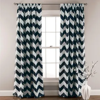 Lush Decor Chevron Verdunkeln Fenster Vorhang Querbehang Set, schwarz, Panel Set 84" x 52"