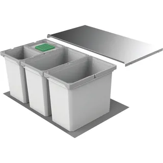 Naber Cox® Box 2T 800-4. Abfallsammler, mit Biodeckel, hellgrau. - Mülleimer - Hellgrau, Silber