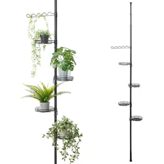 bremermann Teleskop-Blumenregal mit 4 Ablagen 30 x 290 x 19 cm Schwarz