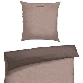 SCHIESSER Doubleface Wendebettwäsche Baumwolle Taupe/Dunkelgrau 135 x 200 cm + 2 x 80 x 80 cm