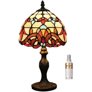 Kinbolas 8 "Tischlampe Tiffany-Stil Buntglas Lampenschirme Vintage Schreibtischlampe Kleine Nachttischlampe Schlafzimmer Wohnzimmer Büro Lesen Antik Art Deco(Color:A-8)
