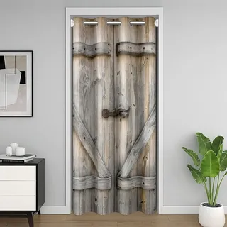 Homemissing Rustikaler Bauernhof-Türvorhang aus Holz, für Privatsphäre, Türvorhang, 86 x 203 cm, Landhaus, blickdicht, Schrankvorhänge im Schlafzimmer