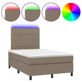 vidaXL Boxspringbett mit Matratze & LED Taupe 120x200 cm Stoff - Taupe