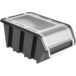 10 x Stapelbox mit Deckel Werkstatt Stapelkiste Sortierbox Box 120x200x90 Schwarz | stapelkisten kunststoff lagerboxen stapelbar