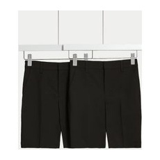 Boys M&S Collection 2pk Boys' Regular Leg School Shorts (2-14 Yrs) - Black, Black - 7-8 Years