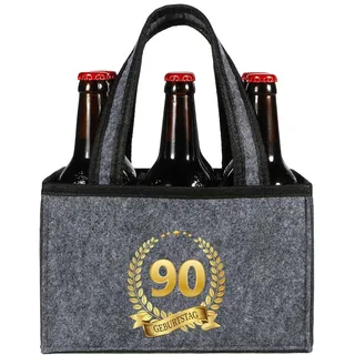 KHstylehoo Geschenk Zum 90 Geburtstag, Männergeschenke Zum Geburtstag, 90 Männer Geschenke Geburtstag, Geburtstag Männerhandtasche Bier für Jahre Alten Vater, Ehemann