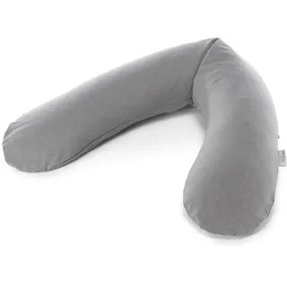 Theraline Das Original Schwangerschaftskissen & Stillkissen 190cm – Seitenschläferkissen Stillkissen Perlen – inkl Stillkissenbezug Melange Mittelgrau